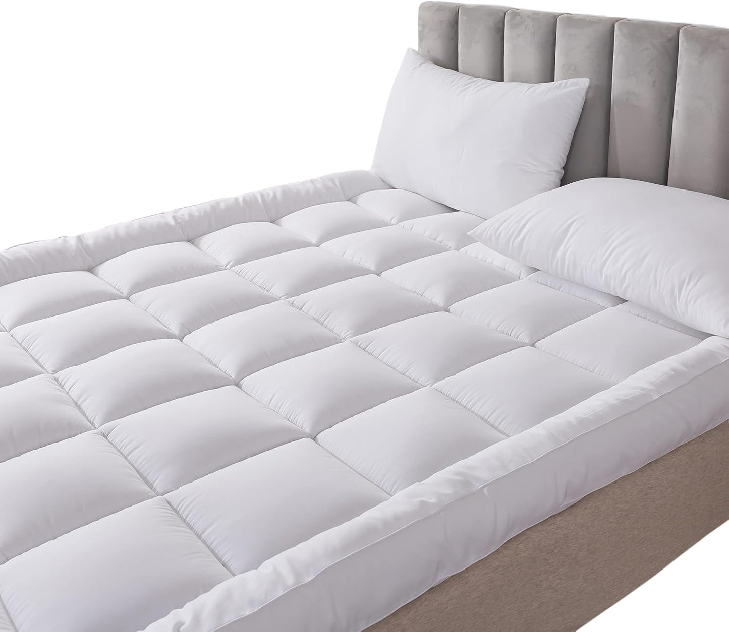 18 Packs Mattress Topper 4 Inch/10 cm Supersoft Heavy Fill Single Double King SuperKing Box Stitched and Elasticated Corner Straps (King)