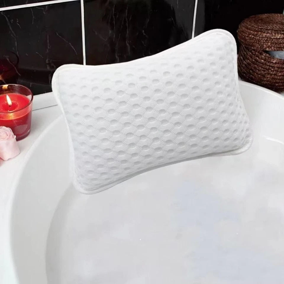 Luxury Comfortable Waterproof Bath Spa Bathtub Pillow Cushion w/ 2 Suction Cups