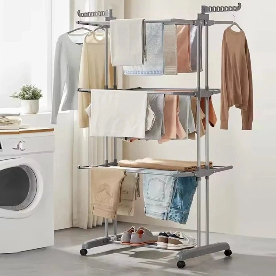 4 Tier Foldable Clothes Airer Rack Indoor Outdoor Dryer Laundry Dry Rail Hanger