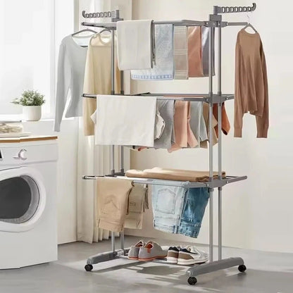 4 Tier Foldable Clothes Airer Rack Indoor Outdoor Dryer Laundry Dry Rail Hanger