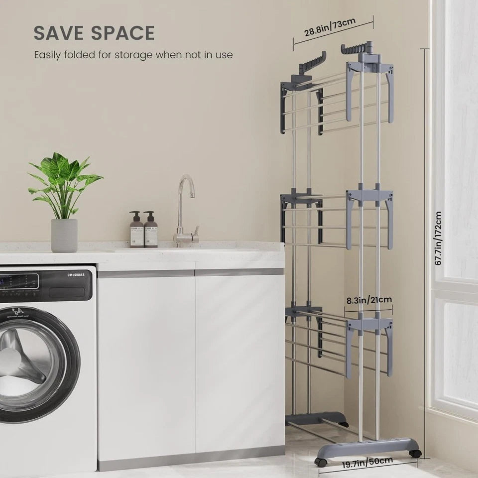 4 Tier Foldable Clothes Airer Rack Indoor Outdoor Dryer Laundry Dry Rail Hanger