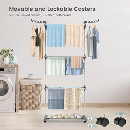 4 Tier Foldable Clothes Airer Rack Indoor Outdoor Dryer Laundry Dry Rail Hanger